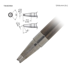 HAKKO T39-BCR24 BEVEL V-GROOVE TIP 2.4MM/25 DEGREES X       11.5MM, FOR THE FX-971 SOLDERING STATION