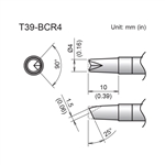 HAKKO T39-BCR4 BEVEL V-GROOVE TIP 4MM/25 DEGREES X 10MM,    FOR THE FX-971 SOLDERING STATION *SPECIAL ORDER*