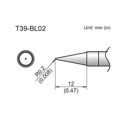 HAKKO T39-BL02 CONICAL TIP R0.2 X 12MM FOR THE FX-971       SOLDERING STATION *SPECIAL ORDER*