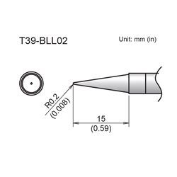 HAKKO T39-BLL02 CONICAL TIP R0.2 X 15MM FOR THE FX-971      SOLDERING STATION *SPECIAL ORDER*