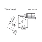 HAKKO T39-C1025 BEVEL TIP 1 X 2.5MM/60 DEGREES X 10.5MM,    FOR THE FX-971 SOLDERING STATION *SPECIAL ORDER*