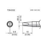 HAKKO T39-D32 CHISEL TIP 3.2 X 10MM, FOR THE FX-971         SOLDERING STATION *SPECIAL ORDER*