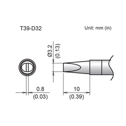 HAKKO T39-D32 CHISEL TIP 3.2 X 10MM, FOR THE FX-971         SOLDERING STATION