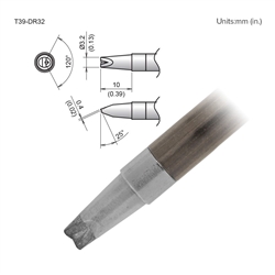 HAKKO T39-DR32 CHISEL V-GROOVE TIP 3.2 X 10MM, FOR THE      FX-971 SOLDERING STATION *SPECIAL ORDER*