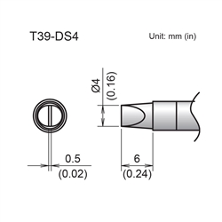 HAKKO T39-DS4 CHISEL TIP 4 X 6MM, FOR THE FX-971 SOLDERING  STATION *SPECIAL ORDER*