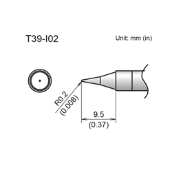 HAKKO T39-I02 CONICAL TIP R0.2 X 9.5MM, FOR THE FX-971      SOLDERING STATION *SPECIAL ORDER*