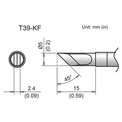 HAKKO T39-KF KNIFE TIP 5MM/45 DEGREES X 15MM,               FOR THE FX-971 SOLDERING STATION *SPECIAL ORDER*