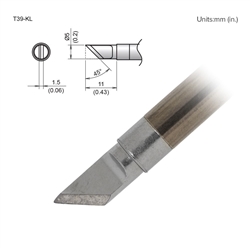 HAKKO T39-KL KNIFE TIP 5MM/45 DEGREES X 11MM, LEFT EDGE,    FOR THE FX-971 SOLDERING STATION *SPECIAL ORDER*