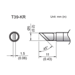 HAKKO T39-KR KNIFE TIP 5MM/45 DEGREES X 11MM, RIGHT EDGE,   FOR THE FX-971 SOLDERING STATION