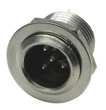 SWITCHCRAFT TB4M 4 PIN MALE MINI XLR CIRCULAR PANEL MOUNT   CONNECTOR, SILVER CONTACTS, NICKEL HOUSING, TINI-QG