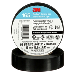 3M TEMFLEX BLACK GENERAL PURPOSE VINYL ELECTRICAL TAPE,     18.3 METER ROLL **CSA RATED**