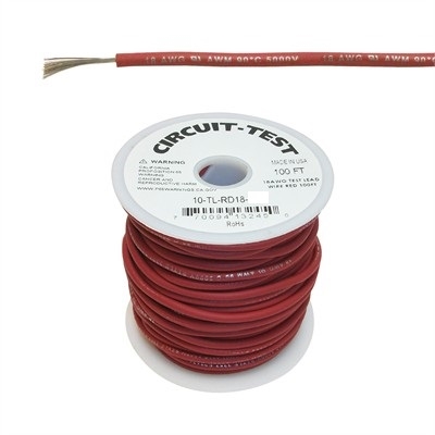 CIRCUIT TEST TLRED-25 TEST LEAD WIRE 18AWG 5KV RED,         EPDM RUBBER INSULATION, 25' ROLL