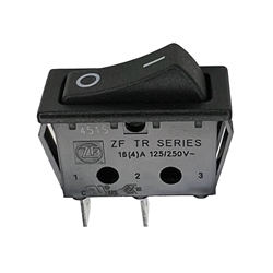 ZF ELECTRONICS TRG22F2FBBNN THIN ROCKER SWITCH SPST ON-OFF, 16A @ 125VAC/250VAC CSA, ON/OFF MARKINGS, QC TERMINALS