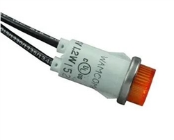 WAMCO WL-1090C3-12V AMBER INCADESCENT 12V INDICATOR LAMP,   .500" HOLE DIAMETER, WIRE LEADS