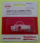 MOLEX WMF-3901PRT MINI-FIT JR. 2 POLE/CIRCUIT LOCKING       CONNECTOR KIT, PINS 18-24AWG