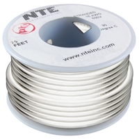 NTE 18AWG WHITE TEFLON HOOKUP WIRE (25 FEET) WT18-09-25     200C/600V SILVER PLATED COPPER/SPC