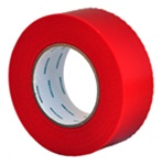 Red polyethylene tape with pinked edges for masking and protecting