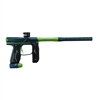 An Empire Axe 2.0 electronic paintball marker with Redline OLED board. The marker is dust admiral blue and dust cadmium green.