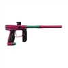 An Empire Axe 2.0 electronic paintball marker with Redline OLED board. The marker is dust hot pink with dust teal accents.