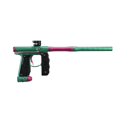 An Empire Mini GS Electronic paintball marker. The marker is dust teal with dust pink accents.