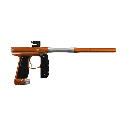 An Empire Mini GS Electronic paintball marker. The marker is dust tangerine with dust white accents.