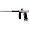 An Empire Mini GS Electronic paintball marker in the dust silver and dust red colorway.