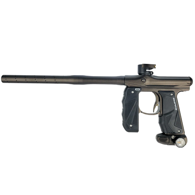 An Empire Mini GS Electronic paintball marker. The marker is dust brown.