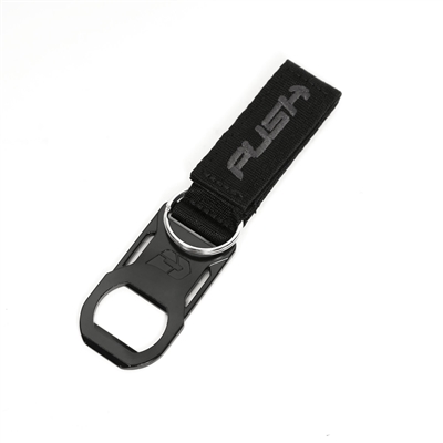 Push Keychain with Bottle Opener - Black