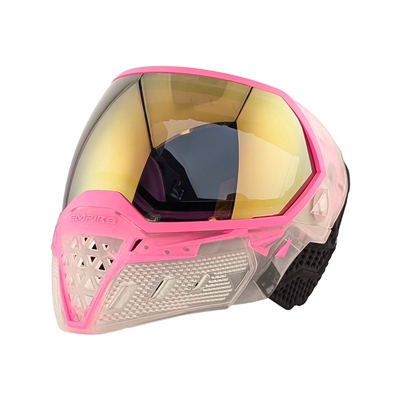 An Empire EVS SE Crystal paintball mask in the Clear/Pink colorway.