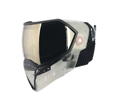 An Empire EVS SE Crystal paintball mask in the Clear/Black color way.