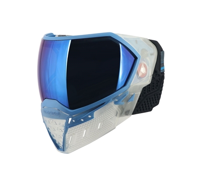 An Empire EVS SE Crystal paintball mask in the Clear/Blue colorway.