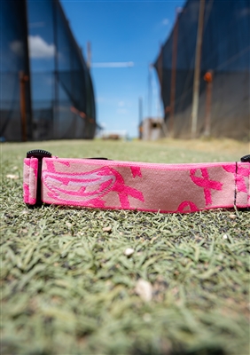 An SE Woven goggle strap for JT paintball goggle systems. The Breast Cancer Awareness strap features pink ribbons.