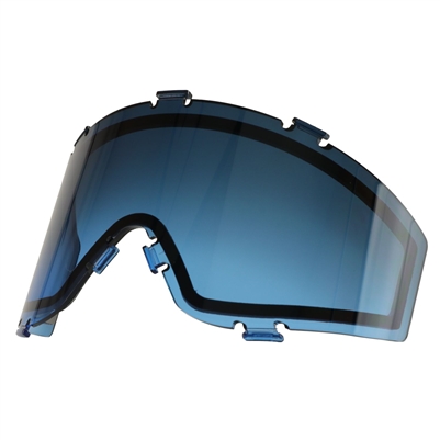 A Blue / Smoke thermal lens for JT paintball masks that use the Spectra lens design