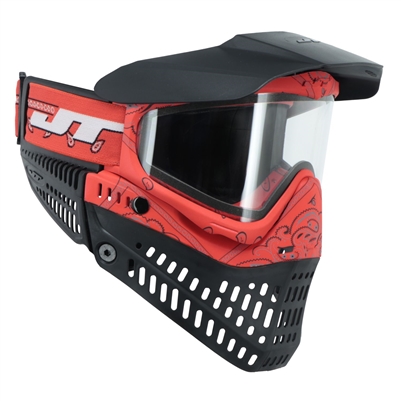Limited Edition JT Proflex Paintball mask with Clear and Smoke Thermal Lenses - Red Bandana