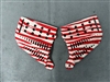 A set of JT Proflex Ears. The ears are white with red stripes.