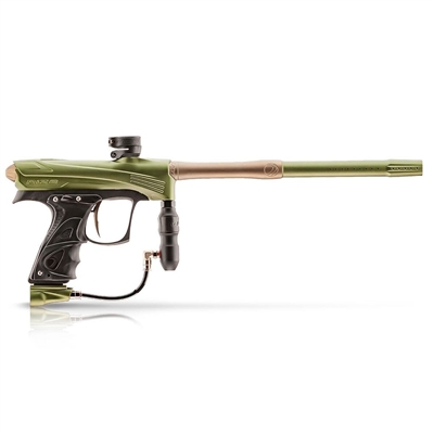 A Dye Rize CZR electronic paintball marker in the olive & tan colorway.