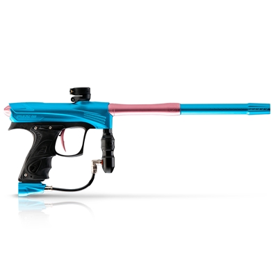 A Dye Rize CZR electronic paintball marker in the teal & pink colorway.
