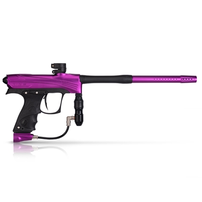 A Dye Rize CZR electronic paintball marker in the purple & black colorway.