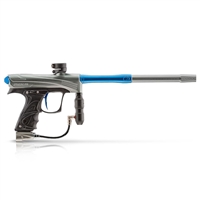 A Dye Rize CZR electronic paintball marker in the grey & blue colorway.