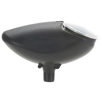 A JT Splitter 200 round hopper. The hopper is black.