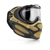 An Heritage Gold Dye i3 Pro paintball mask.