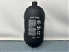A JT Ultra series 80/4500 carbon fiber HPA tank for paintball. The bottle is black with grey logos.