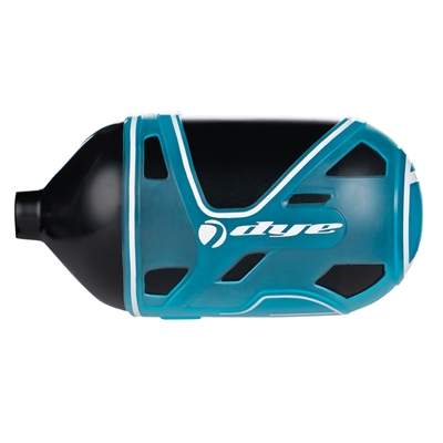 A Dye Flex series tank cover for carbon fiber HPA tanks. The cover is translucent blue.