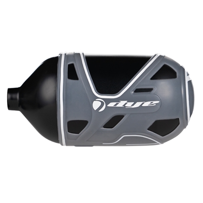 A Dye Flex series tank cover for carbon fiber HPA tanks. The cover is translucent smoke.