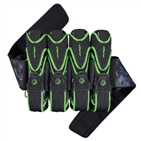 A Dyecam Lime Dye Assault Pack Pro 4+5 paintball harness.