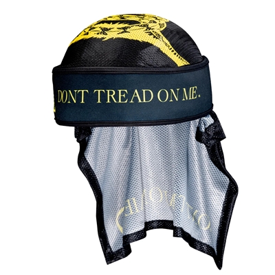 A Dye x Halo paintball head wrap in the don't tread on me colorway.
