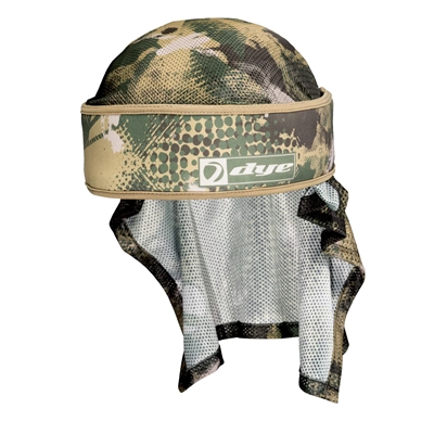 A Dye x Halo paintball head wrap in the dyecam colorway.