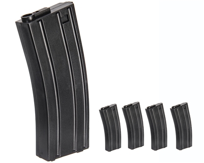 A 5 pack of M4 style magazines for your Tippmann / Basic Training M4 Airsoft AEG Rifle. These magazines are lightweight and will hold up to 140 6mm plastic BBs.