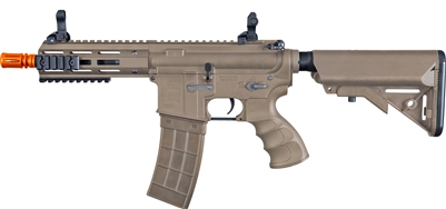 Tippmann Recon AEG Shorty 6 in. Barrel M-Lok Shroud - Tan - Orange Tip