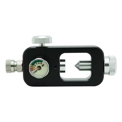 A fill station for filling HPA tanks via SCUBA tank.